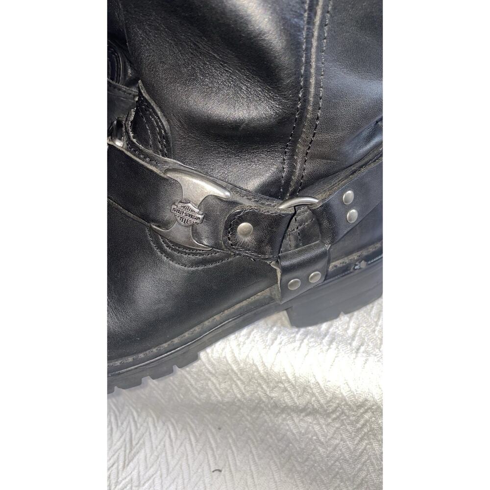 HARLEY DAVIDSON BLACK LEATHER RIDING BOOTS MEN'S 10.5 - Picture 2 of 13
